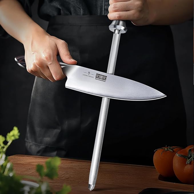 HOSHANHO Honing Rod, 12 Inch Professional Kitchen Knife Sharpener Rod