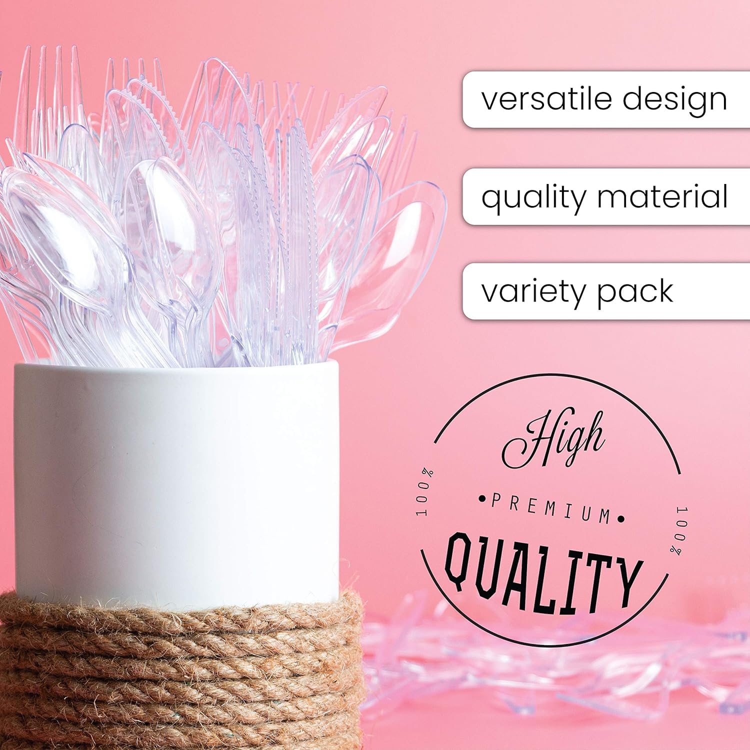 Party Bargains Disposable Cutlery Set [Sapphire] - [120 Count] Clear Heavy Duty & Solid Disposable Silverware Utensils Set, Perfect for Weddings, Buffets, Luncheons