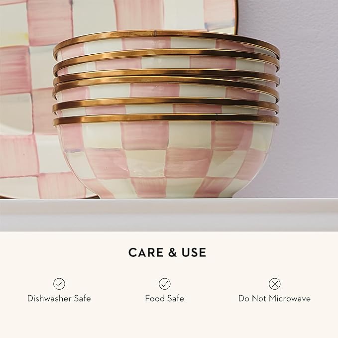 MACKENZIE-CHILDS Everyday Bowl, Extra Small, Pink-and-White Rosy Check