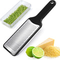LHS Citrus Lemon Zester & Cheese Grater with Container - Zester Grater with Handle for Parmesan Cheese, Ginger, Garlic, Nutmeg, Chocolate, Fruits, with Anti-Slip Base, Dishwasher Safe