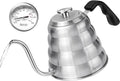 Tea Kettle For Stovetop,Silver,Gooseneck Coffee Pot with Thermometer,40oz