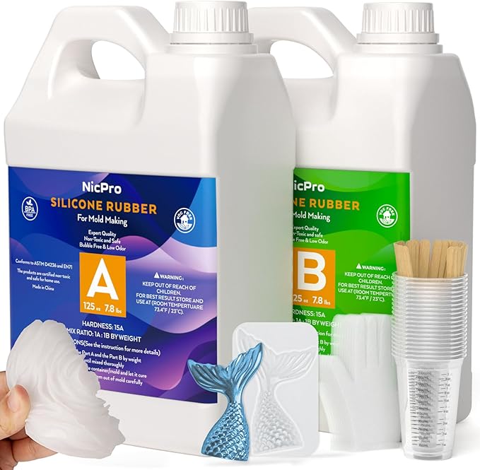 Nicpro 250oz Silicone Mold Making Kit, 15A Platinum Liquid Silicones Rubber