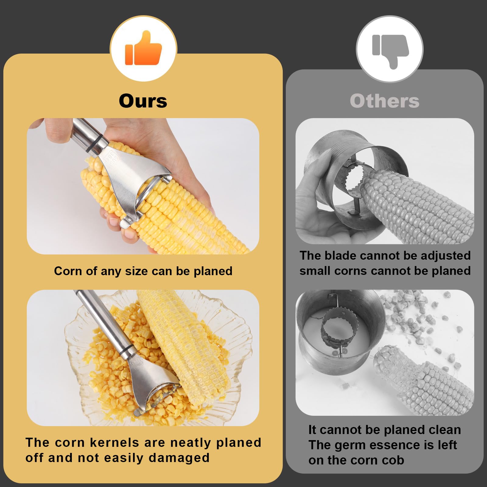 Corn Peeler, Corn Cob Stripper Tool, 304 Stainless Steel Corn Cob Remover, Quickly Remove Corn Kernels from Corn Cobs, Kichen Gadget