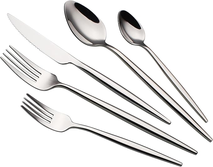 CHAAMFORGE 20 Piece Luxury Silverware Set for 4 Mirror-Polished 18/10 Stainless Steel Heavy Flatware Set Modern Cutlery Set Knife/Fork/Spoon Utensil Dishwasher Safe with Gifts