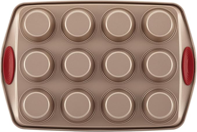 Rachael Ray Cucina Nonstick Bakeware Baking Pans Set, Latte Brown and Cranberry Red, Baking Dishes, 10-Piece
