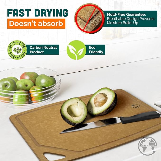 Earth's Dreams Composite Wood Cutting Board Set of 3, Built In Juice Groove