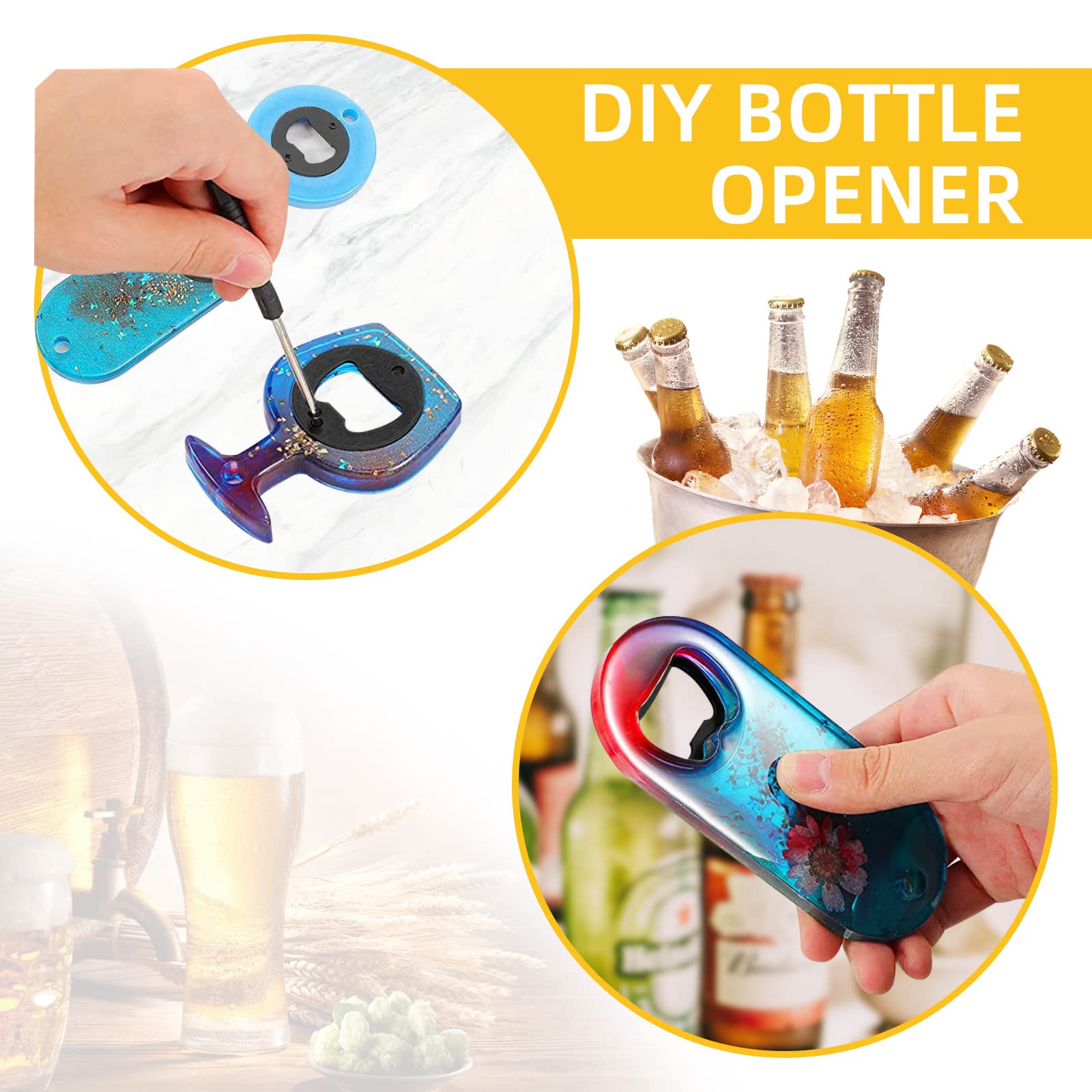 Ohiyoo 100 Set DIY Bottle Opener Kit - Stainless Steel Metal Opener Inserts for Wood (Black)