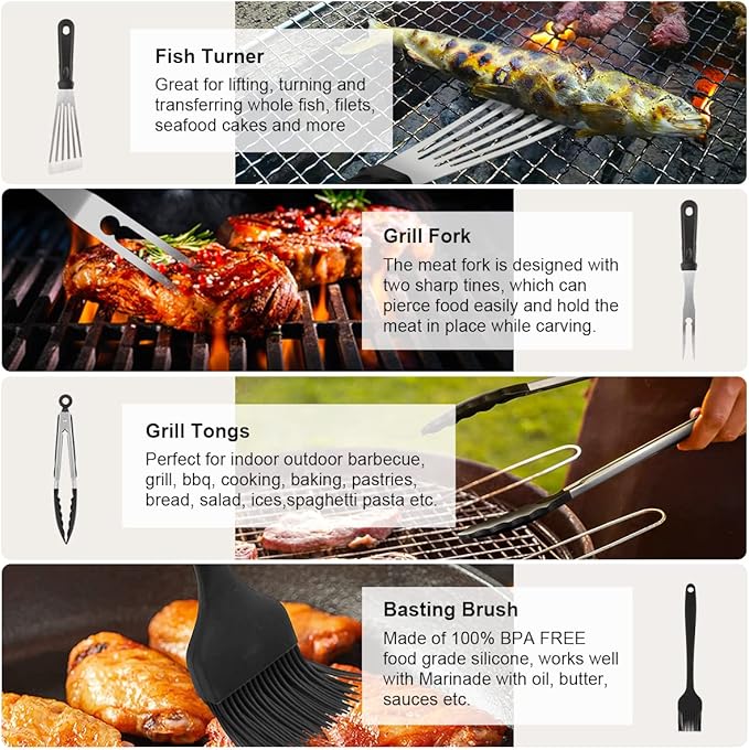 Luyata 39PCS Griddle Accessorie Kits, Outdoor Grilling Tools for Blackstone and Camp Chef, Stainless Steel BBQ Accessorie Grill Spatula Set With Basting Cover Chopper, Scraper, Bottle, Tongs, Egg Mold