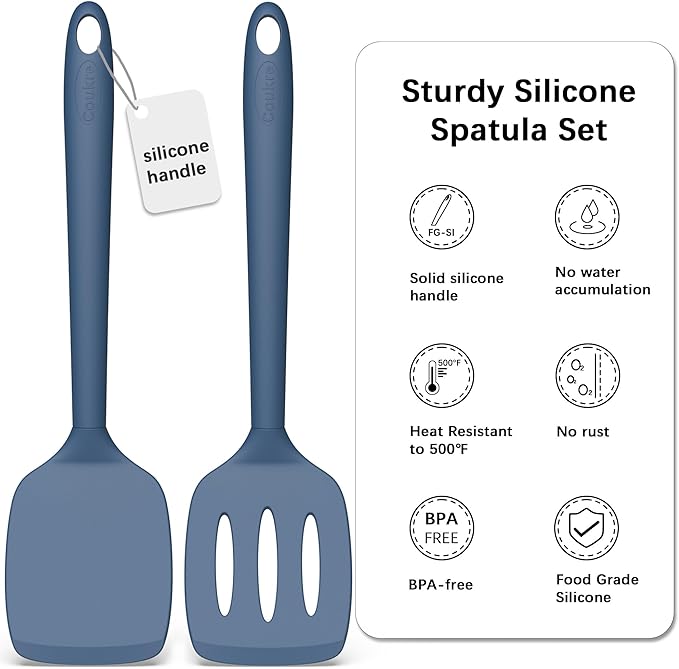 Coukre 2 Pack Silicone Spatula Set,High Heat Resistant, BPA-Free