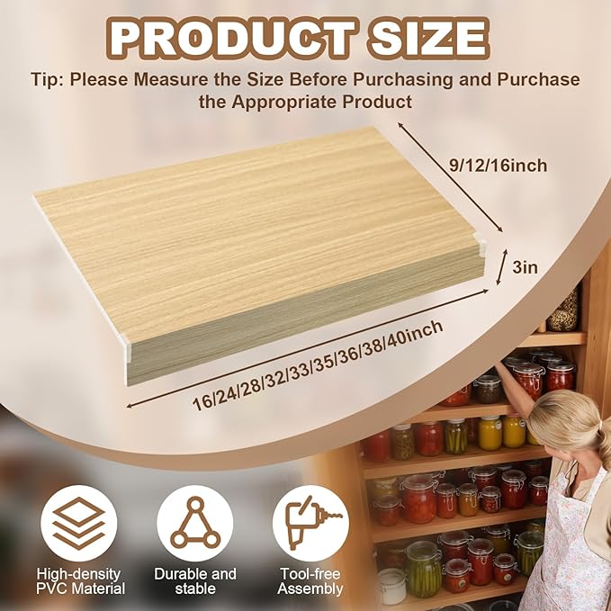5 Pcs Wire Rack Covers 24x16x3 inch PVC Pantry Shelf Cover 0.31 inch Thick Removable Closet Wire Rack Shelf Covers,Decoration Kitchen Bathroom Office Shelving (Wood Color,24x16x3 inch)