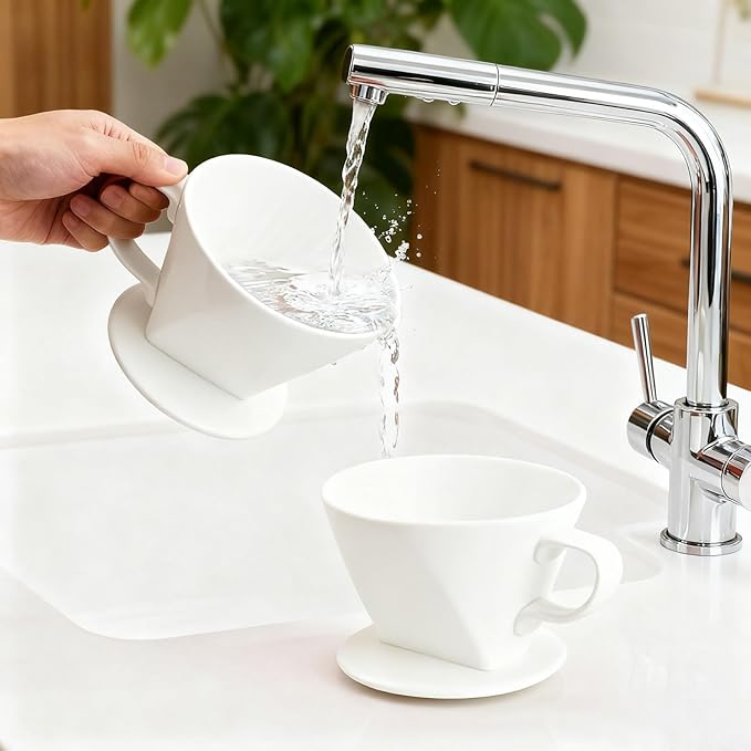 NBYHZLS Ceramic Pour Over Coffee Dripper, V-Shaped Coffee Filter Cone