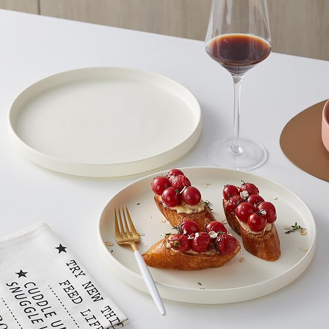 Stone Lain Stella Dinner Plate 6-Piece Set, Round, Porcelain, Cream