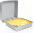 Logario 9 x 9 Inch Square Baking Pans, Set of 2, 0.8 mm Heavy-Duty Aluminized Carbon Steel Nonstick Brownie and Cake Pans, Textured Bottom, Oven Safe to 450°F, Silver