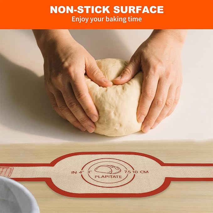 PLAPITATE Silicone Bread Sling Dutch Oven Liner, Non-Stick & Easy Clean Reusable Oval Silicone Bread Sling Baking Mat, Easy to Transfer Sourdough Bread - 2 Red Set