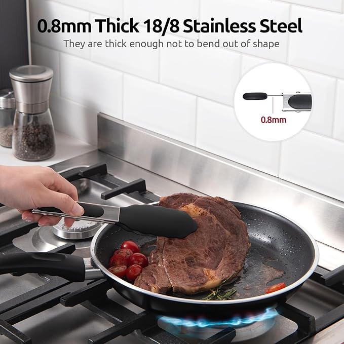 U-Taste Kitchen Tong for Cooking, 600ºF Heat-Resistant Silicone, 7in/Black