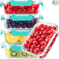 BAYZZ 5 Pack 35 Oz Glass Food Storage Containers with Lids, Green