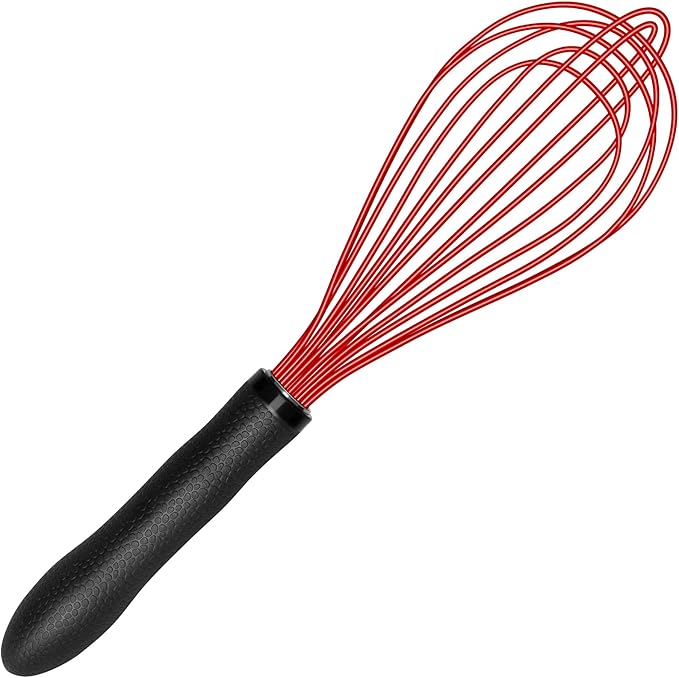 TEEVEA Silicone Whisk 11 Inch, Non-Slip Handle Heat Resistant Non-Scratch