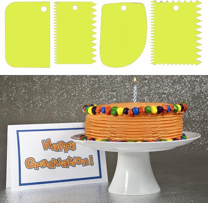 CEWIFO Cake Scraper, 6 Pcs Cake Smoother Scraper, Dough Scraper Green