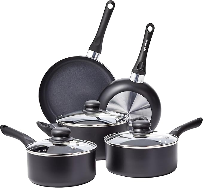 Non-Stick Kitchen Cookware 15-Piece Set with Stay-Cool Handles, Even Heating, Includes Pots, Pans, and Utensils, Black