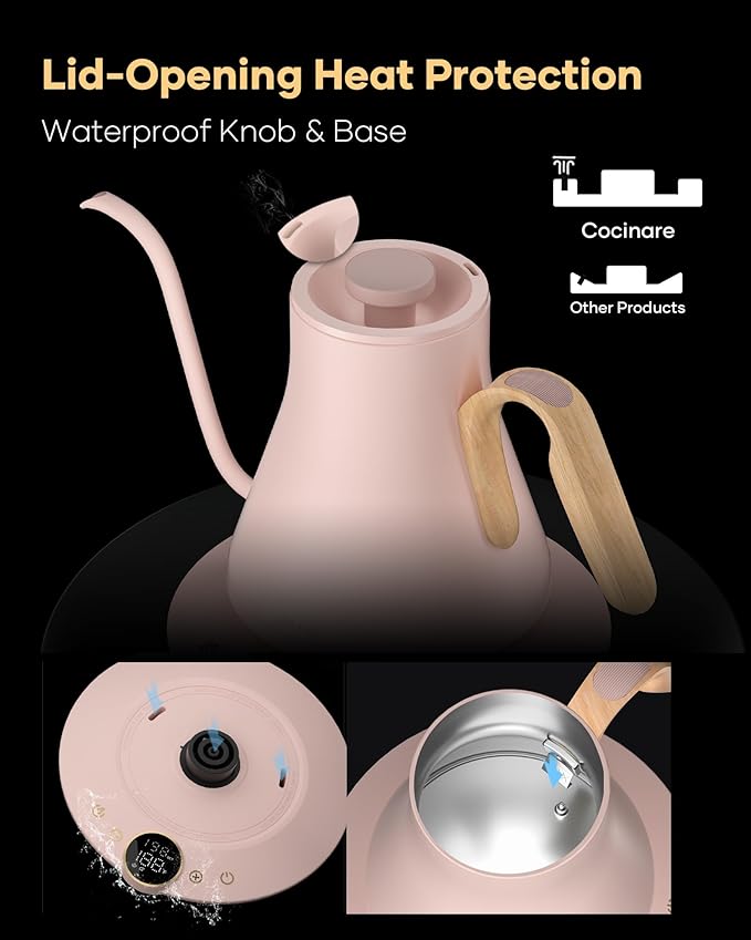 INTASTING Gooseneck Electric Kettle with ±1℉ Temperature Control 0.9 Liter
