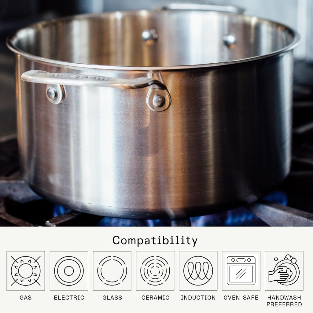 Made In Cookware - 12 Quart Stainless Steel Stock Pot With Lid - 5 Ply Stainless Clad - Professional Cookware - Crafted in Italy - Induction Compatible