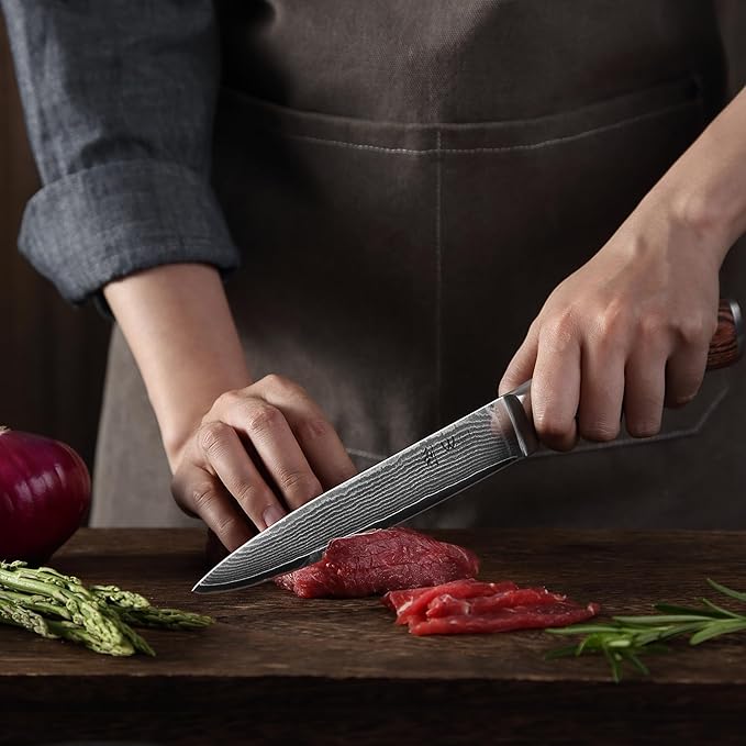 Wakoli EDIB Damascus Knife Set, 5-Piece VG10 Steel Knives, Wooden Gift Box