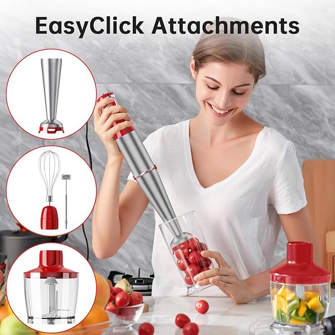 Turelar Immersion Blender Handheld Corded, 1100W 5 in 1 Hand Blender Set