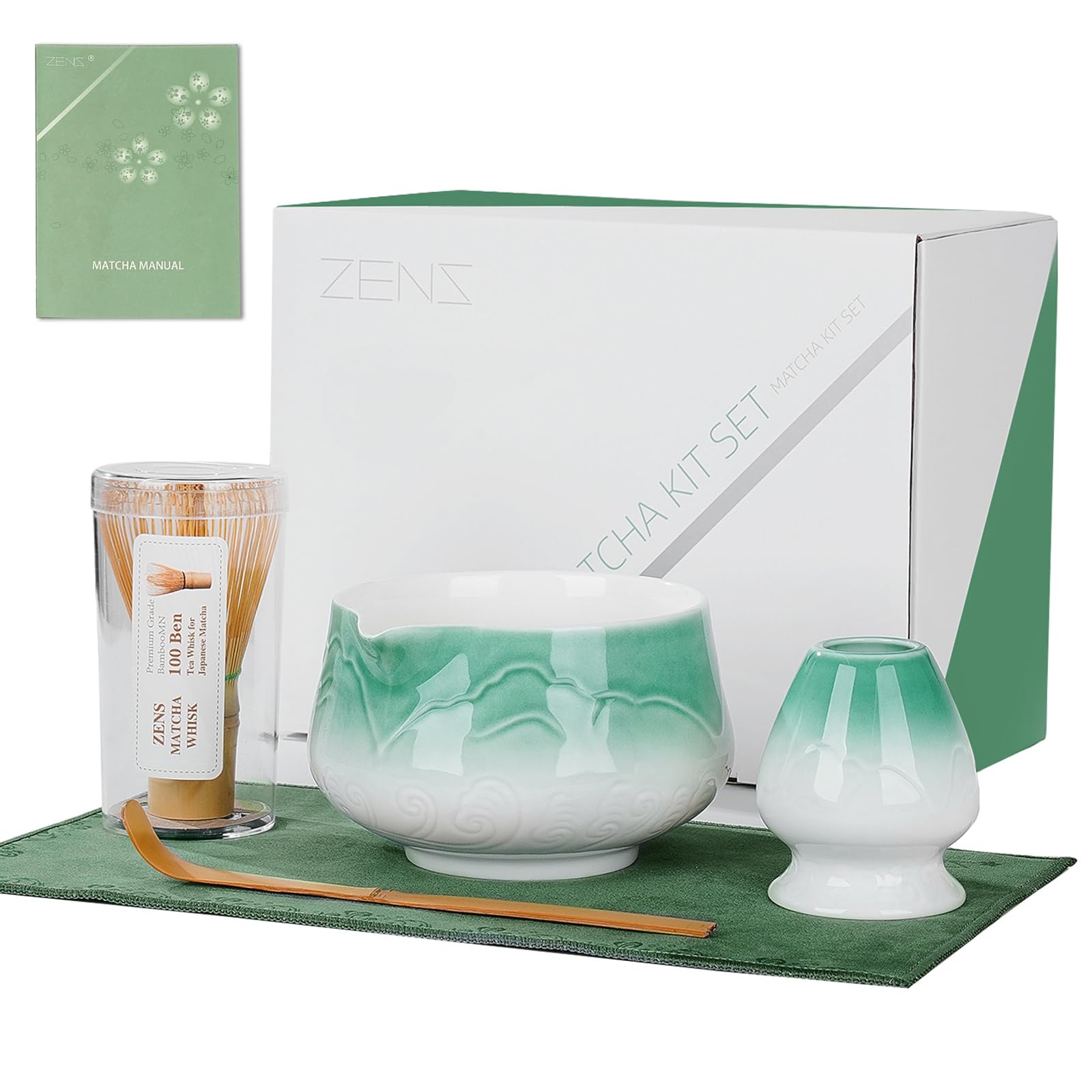 ZENS Premium Matcha Whisk Set, 5pcs Tea Ceremony Gift for Matcha Lovers