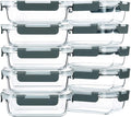 M MCIRCO 10 Pack,22 oz Glass Food Storage Containers with lids, Gray
