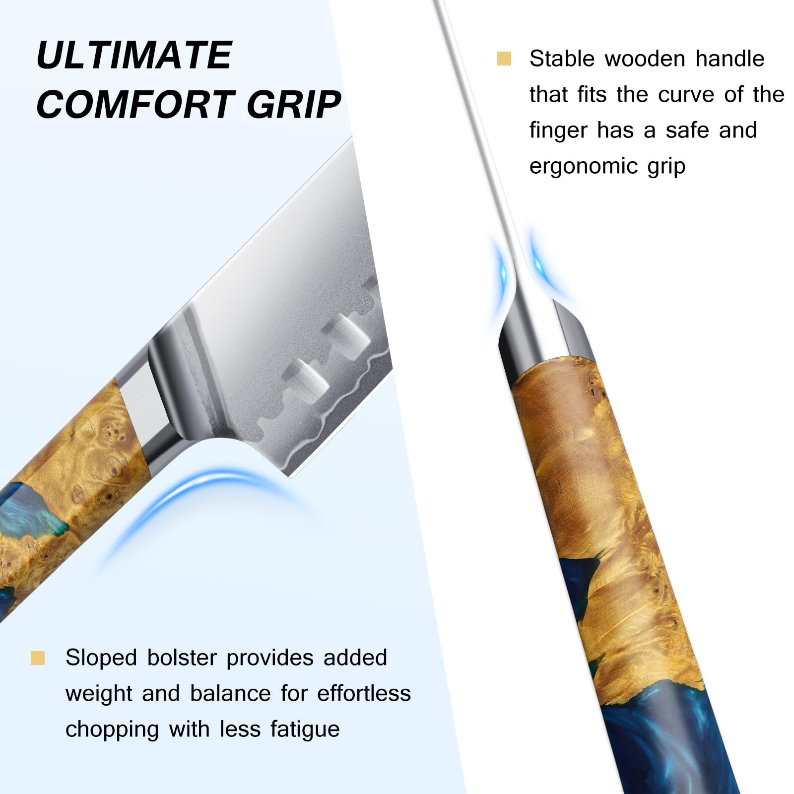 FINTISO 7" Santoku Knife, S35VN Powder Steel Core Japanese Chef Knife