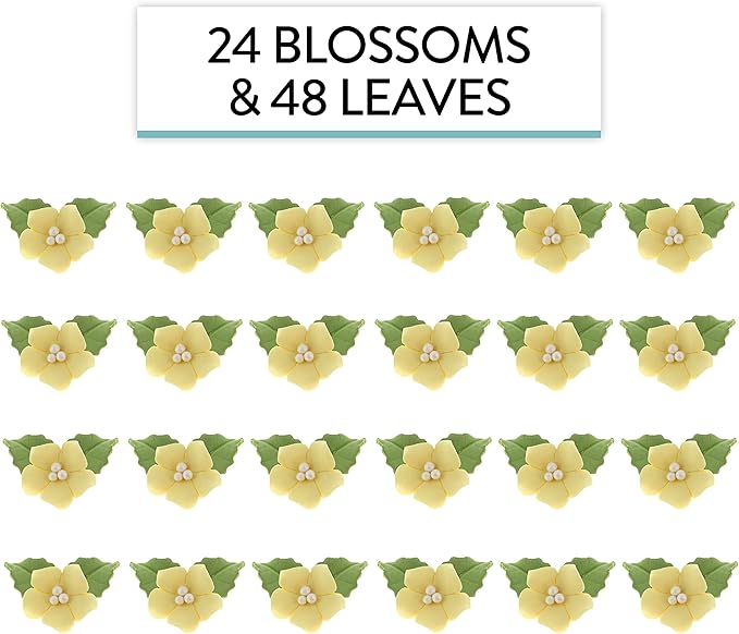 Global Sugar Art 24-Count Mini Yellow Edible Flowers Cake Decorations