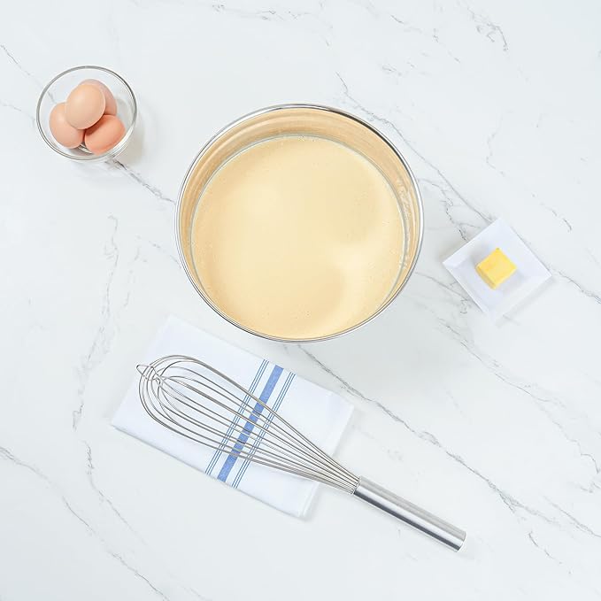 Met Lux 16 Inch x 3 Inch Baking Whisk, 1 With Ergonomic Handle Metal Whisk - Dishwasher-Safe, Corrosion-Resistant, Stainless Steel Whisk For Baking, For Whipping, Baking, Or Cooking, Restaurantware