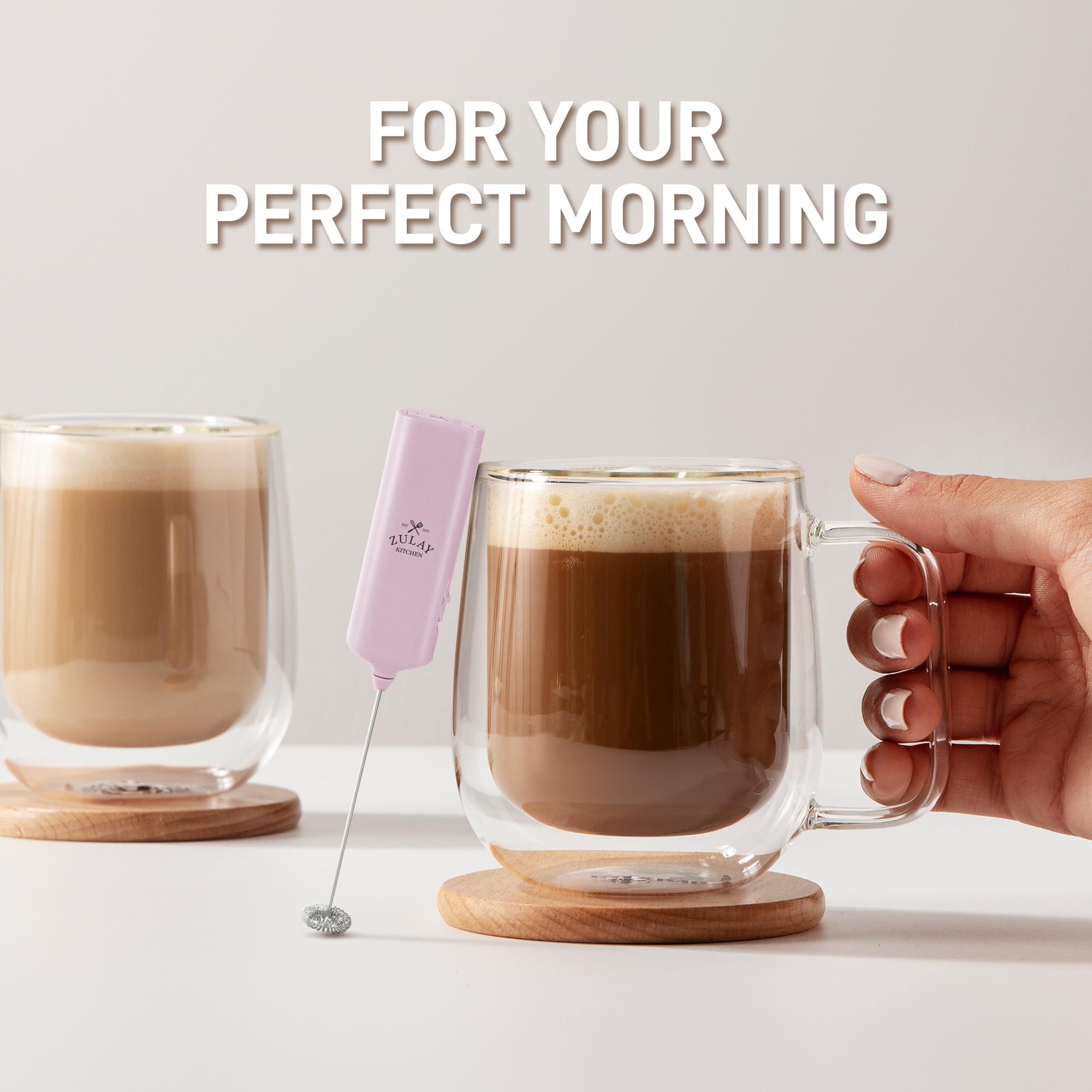Mini & Mighty Milk Frother Wand – Powerful Handheld Coffee Frother, Battery Operated Drink Mixer – Compact Pocket Size – Detachable Whisk for Latte, Cappuccino, Matcha, Hot Chocolate