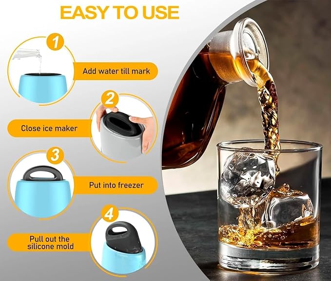 LEMONSODA Premium Clear Ice Ball Maker, 2 Large 2.5 Inch Sphere Ice Mold