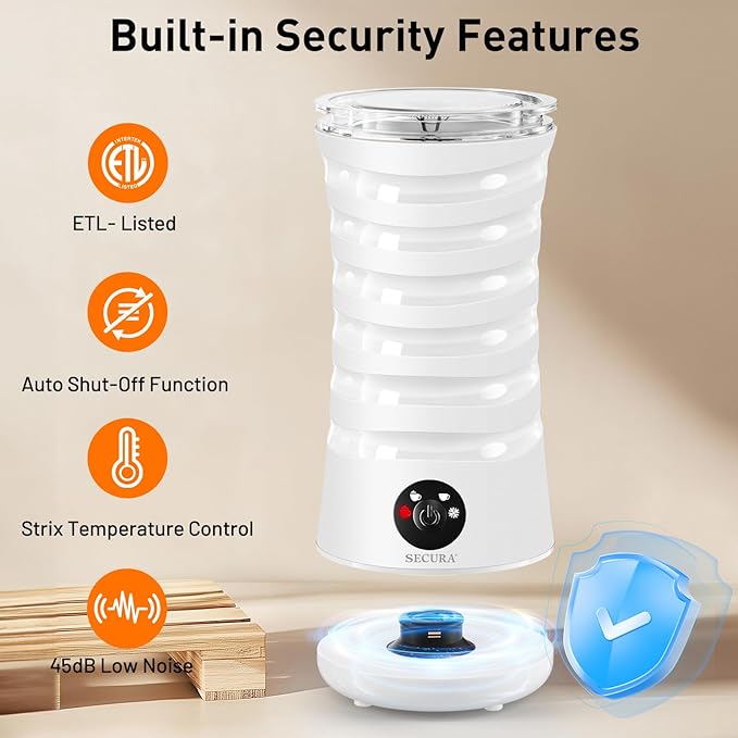 Secura Electric Milk Frother, 4-in-1 Automatic Hot & Cold Foam Maker