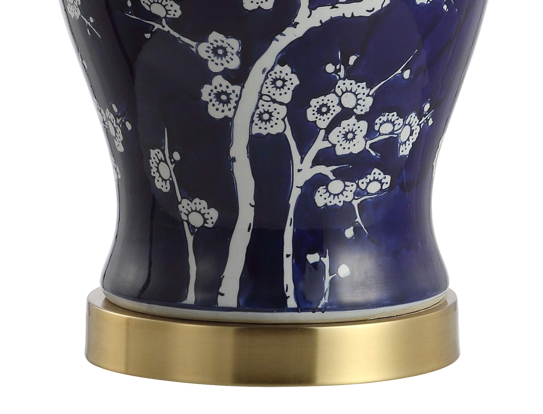 JONATHAN Y Gracie Ceramic Ginger Jar Table Lamp 29.5", White/Navy