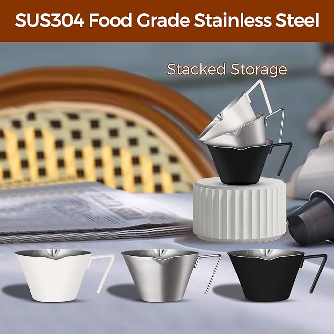 2 Pc Stainless Steel Espresso Shot Cups, 3.4oz/100ml, Black