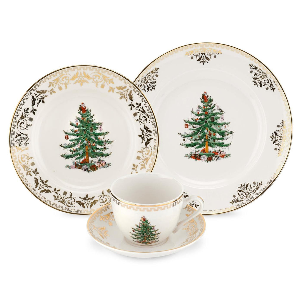 Spode Christmas Tree Gold 4-Piece Place Setting - 7 Oz, Set of 4