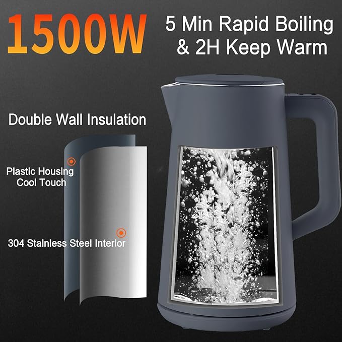 QUAXWELL 1.5L Electric Kettle Temperature Control,Gray
