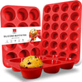 Walfos Silicone Muffin Pan - Cupcake Pans Set of 3, Including 24 Cups Mini Muffin Pans, 12 Cups Regular & 6 Cups Jumbo Muffin Pan, Pop Out Easily - BPA Free & Dishwasher Safe