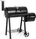 MFSTUDIO Barrel Charcoal Grill w/Offset Smoker w/ 512 SQ.IN. Cooking Area
