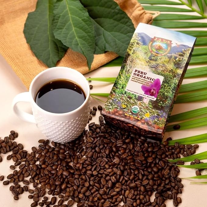 Java Planet Organic Whole Bean Coffee, Peruvian, Medium Dark Roast, 32oz