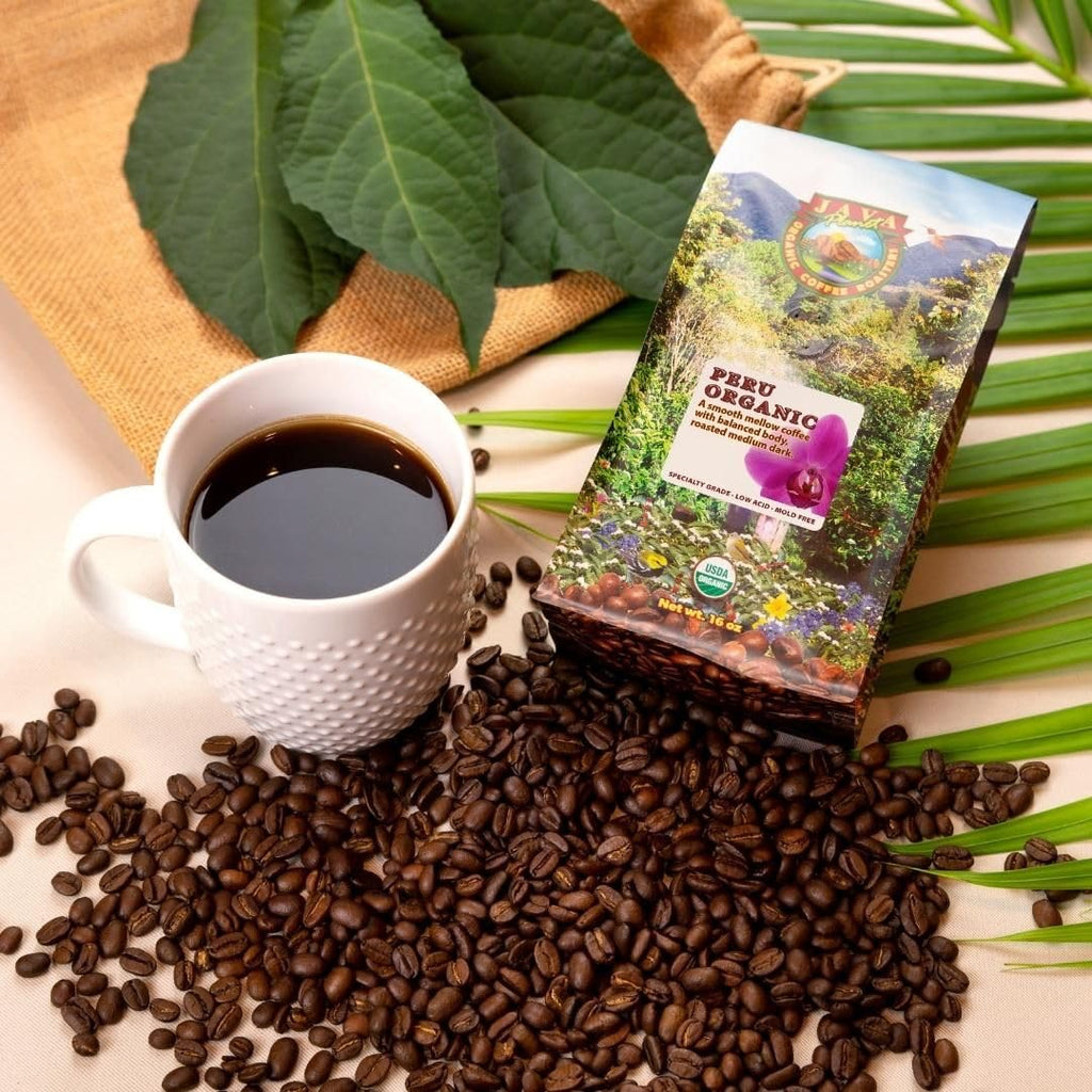 Java Planet Low Acid Organic Coffee, Peruvian, Medium Dark Roast, 16 oz