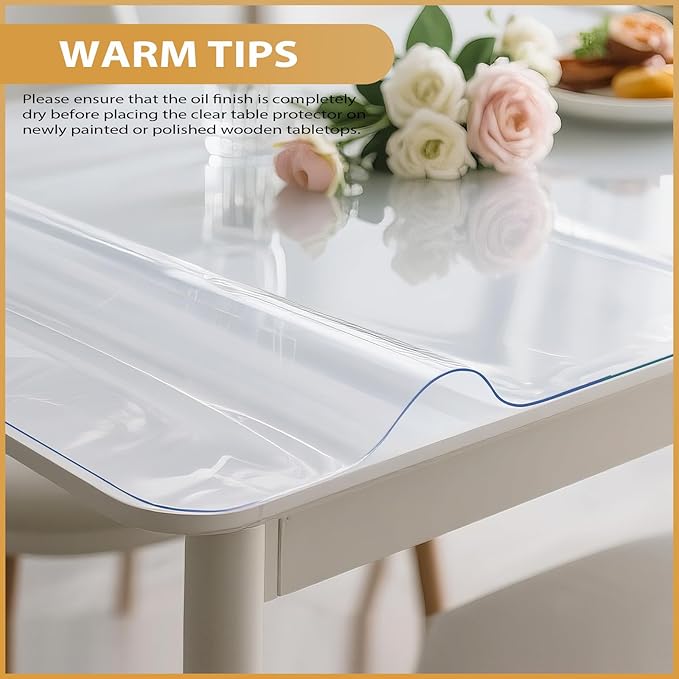 ProsperJoyChant 42x84in Clear PVC Table Protector 1.9mm Waterproof Cover