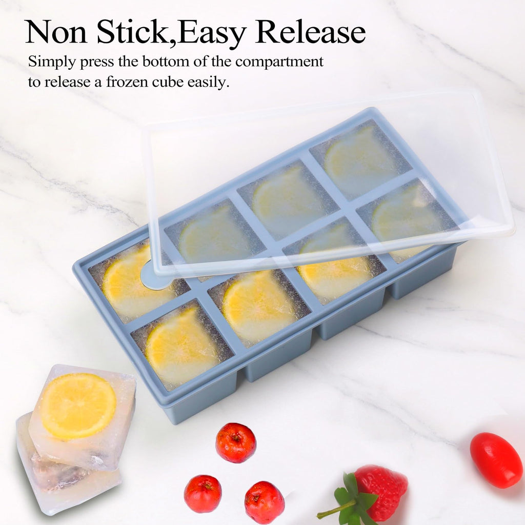 1/2 Cup Silicone Freezer Tray With Lid,Silicone Freezer Molds 6-Pack For meal prep & freezing of various sauces and other dishes, makes 48 perfect 1/2 cup portions cubes (Multicolor 6 Pack)