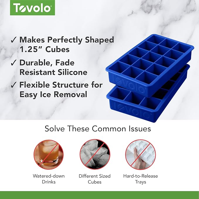 Tovolo, Perfect Cube Dark Blue, 2 Count