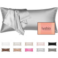 Silk Body Pillow Cover with Zipper, Mulberry Silk Pillow Cases Body Size, Ultra Smooth and Soft Breathable Cooling Silk Satin Body Pillowcase for Hair and Skin, Light Grey (20x54 Inches, 1 Pack)