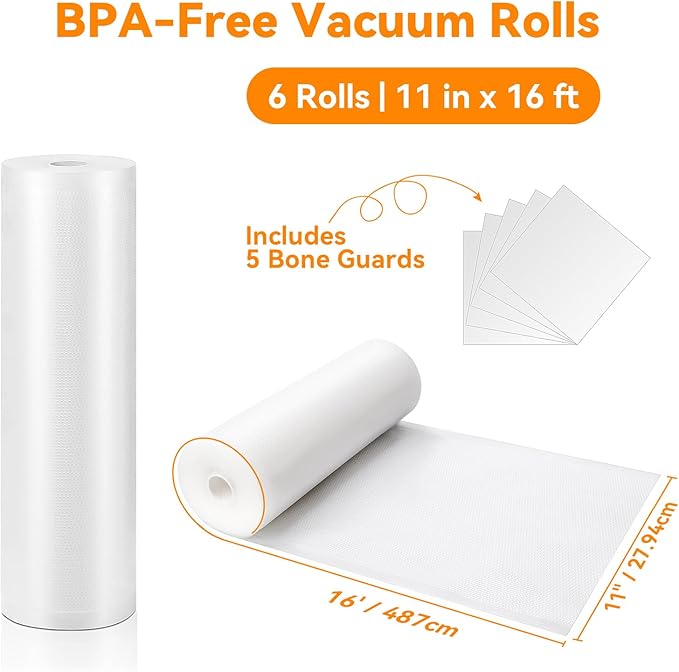Wevac Vacuum Sealer Bags for Food 11x16 6 Rolls, Fit Food Saver Machines