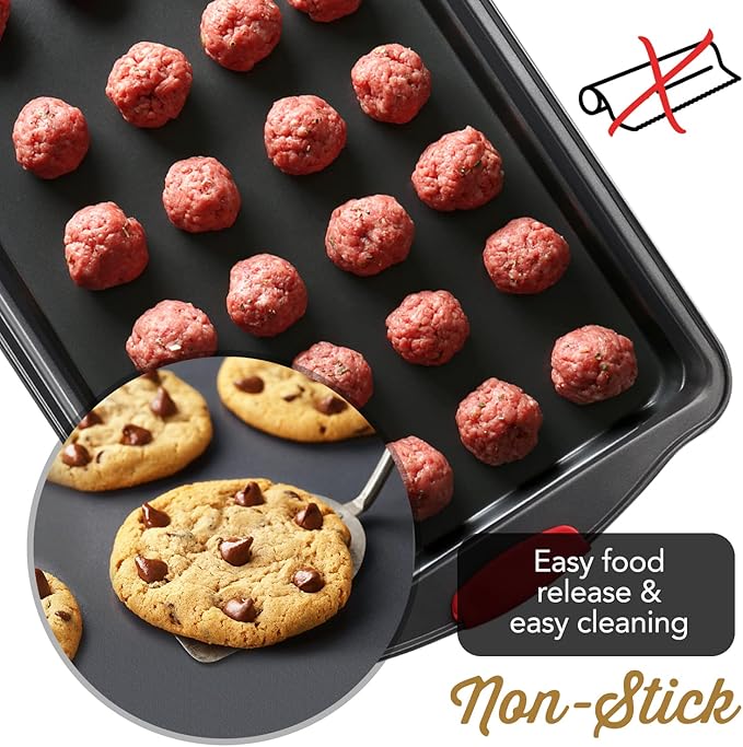 Eatex Nonstick Baking Sheet Set, 39-Piece Baking Pans Set with Silicone Handles, Carbon Steel Cookie Sheets for Baking, Commercial Grade Quality Bakeware Sets Includes Kitchen Utensils Set and More