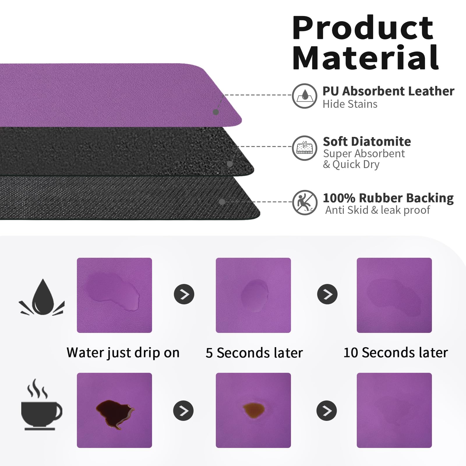 HotLive Coffee Mat - Absorbent Hide Stain Rubber Backed Dish Drying Mat for Kitchen Counter - Bar Mats for Countertops Accessories Fit Under Coffee Maker Espresso Machine